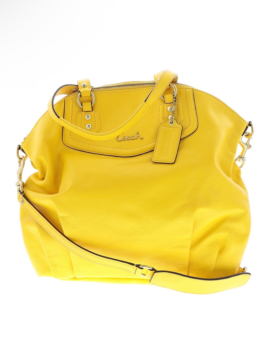 Coach Ashley Bright Yellow Leather Satchel with Shoulder Strap Like New